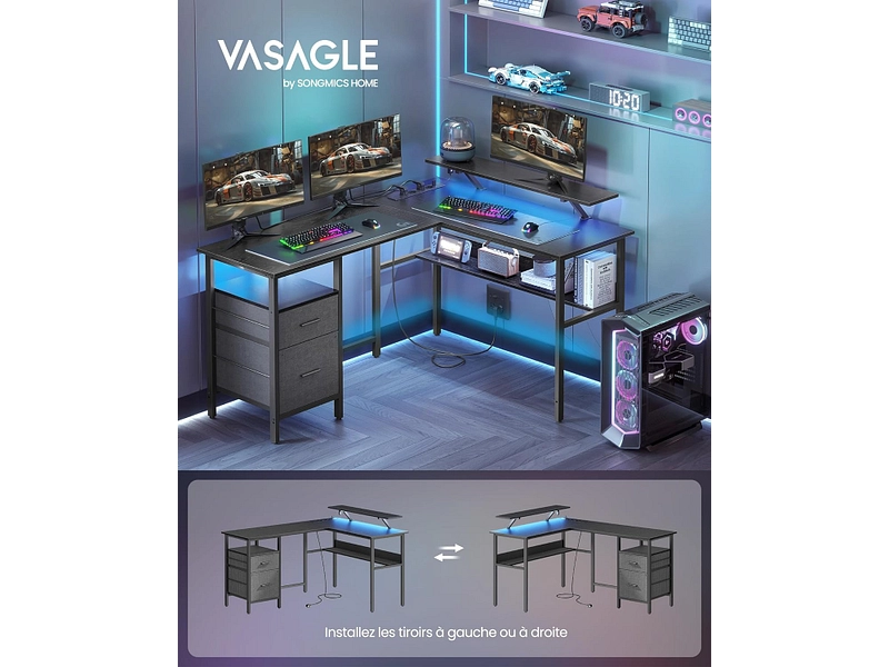 Bureau d'angle gaming FABRIK SONGMICS