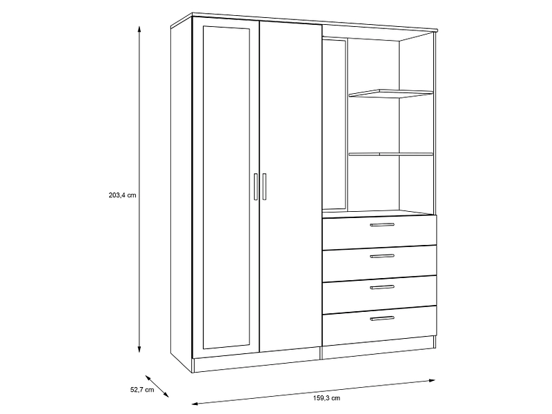 Armoire portes battantes ROANNE blanc