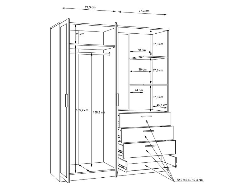 Drehtürenschrank ROANNE weiss