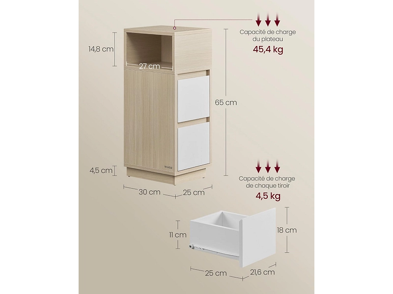 Nachttisch SADY SONGMICS 2 Schubladen