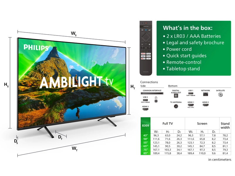 TV LED Ambilight PHILIPS 75''/189 cm