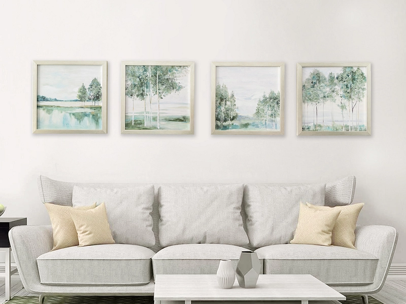 Bedruckte und handbemalte Leinwand TEENY 3-teilig mehrfarbig