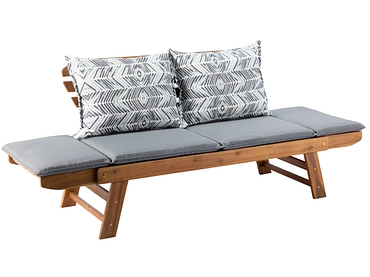 Panca Da Giardino In Legno Di Pino Massiccio 160 Cm – K Koma, Con Braccioli E Gambe In Alluminio (Colore Rovere Chiaro) - 5