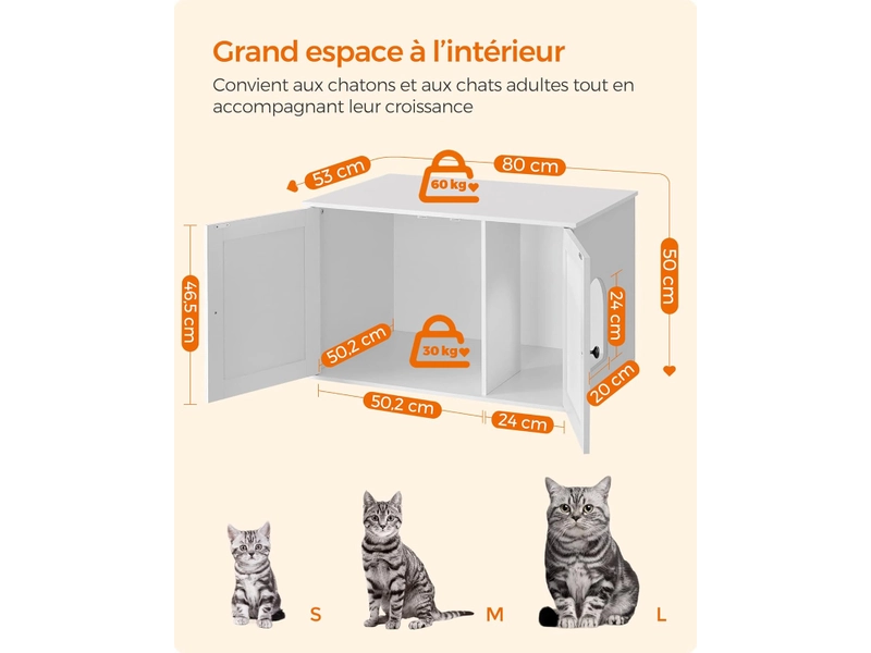 Maison toilette pour chat CAT SONGMICS 2 portes