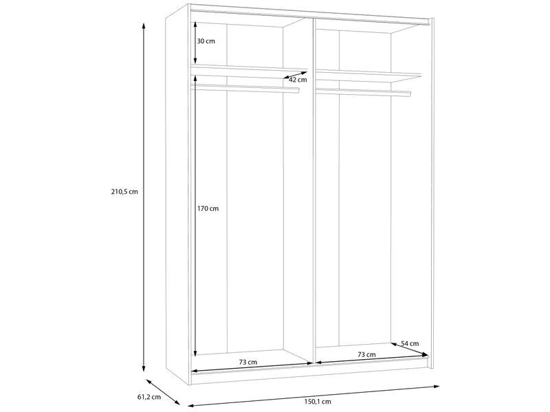 Armoire portes coulissantes PALERMO chêne artisan