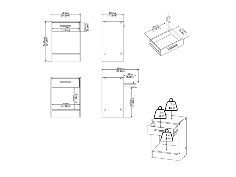 Set armoire commode chevet ESCAPE