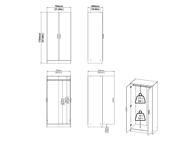 Set armoire commode chevet ESCAPE