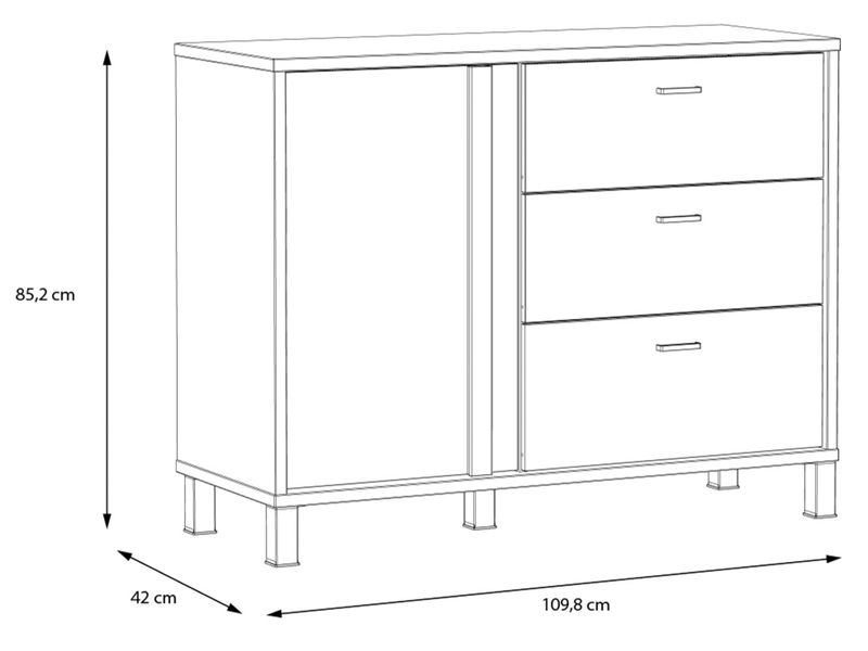 Commode HAYATO 1 porte 3 tiroirs