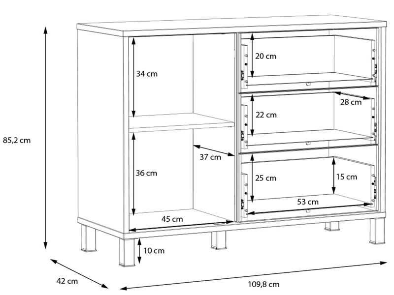 Commode HAYATO 1 porte 3 tiroirs