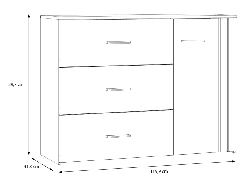 Commode MARBELLA 1 porte 3 tiroirs