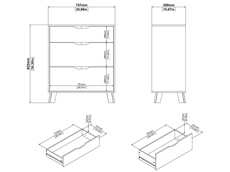 Commode IKAST 3 tiroirs