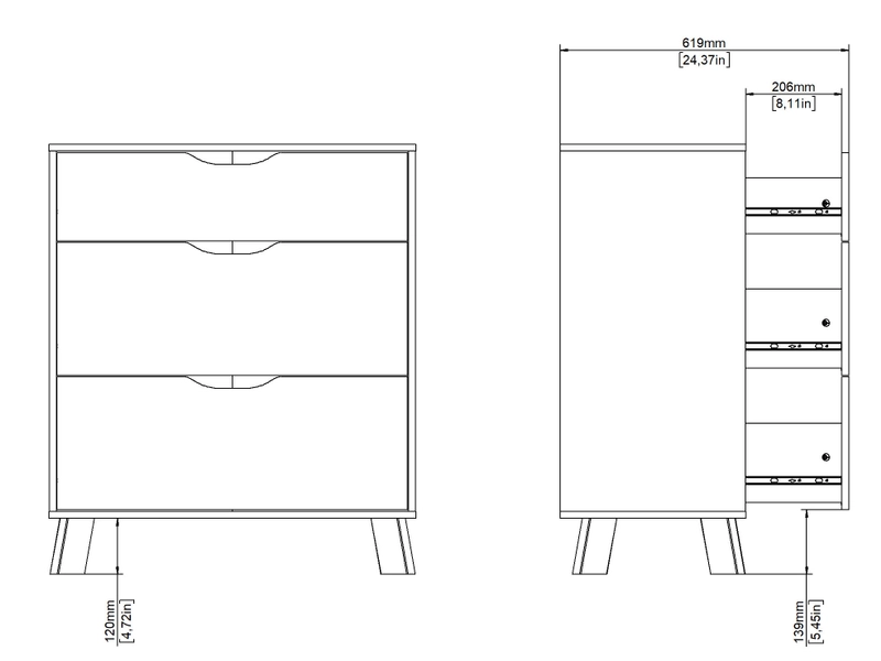 Commode IKAST 3 tiroirs