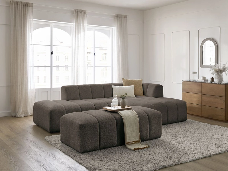 Divano ad angolo con pouf BOBOCHIC ANNECY