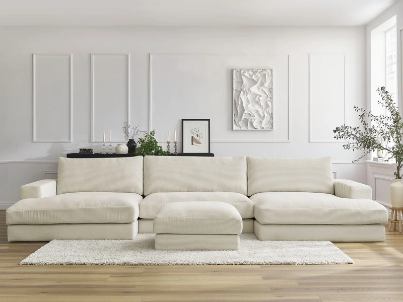 Panorama-Ecksofa mit Hocker BOBOCHIC LEONARD