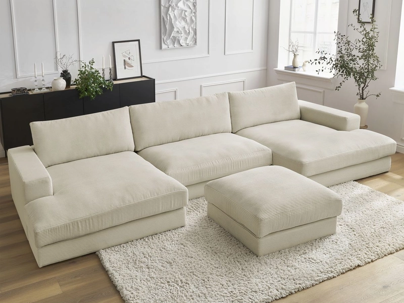 Panorama-Ecksofa mit Hocker BOBOCHIC LEONARD