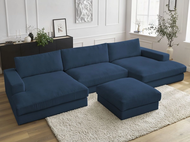 Panorama-Ecksofa mit Hocker BOBOCHIC LEONARD