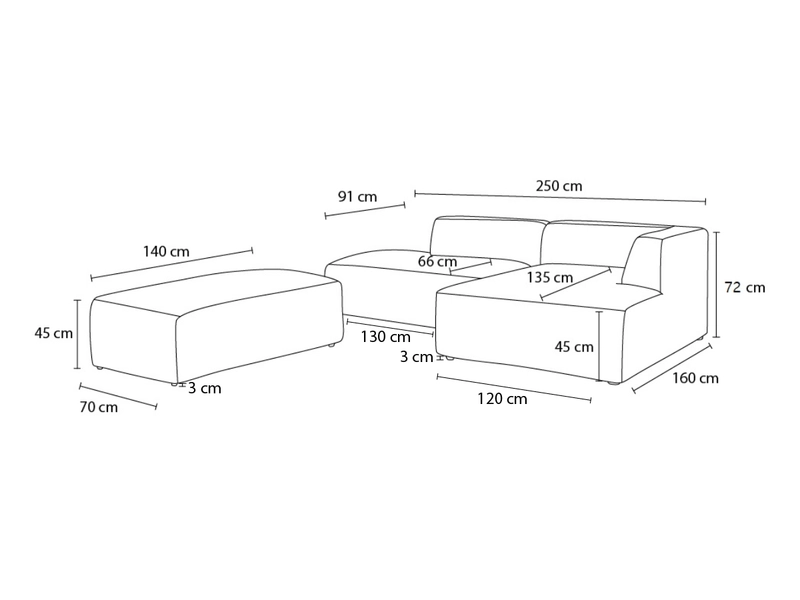 Ecksofa mit Hocker BOBOCHIC MEGEVE