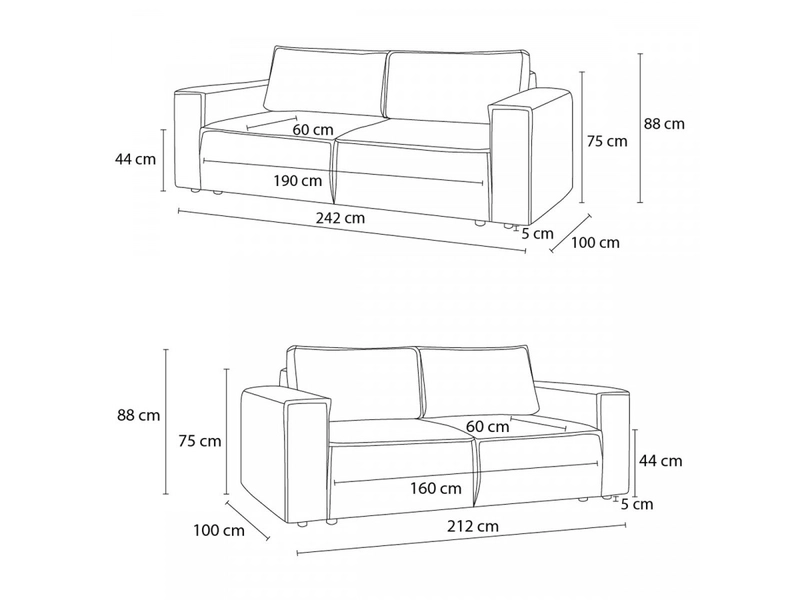 2er + 3er Sofa BOBOCHIC NIHAD