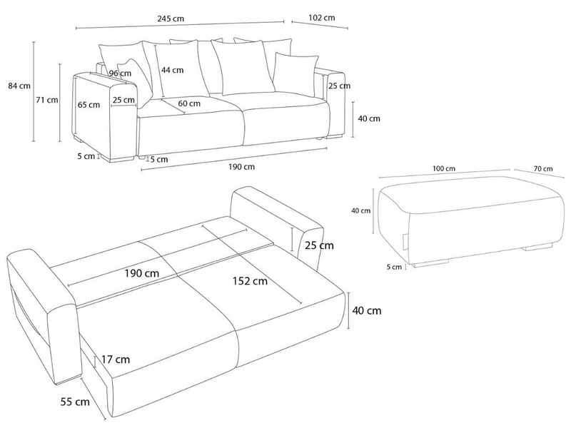 3er Sofa BOBOCHIC SIDONIE