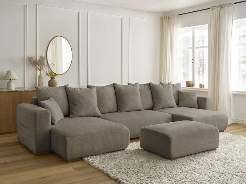 Panorama-Ecksofa mit Hocker BOBOCHIC SIDONIE