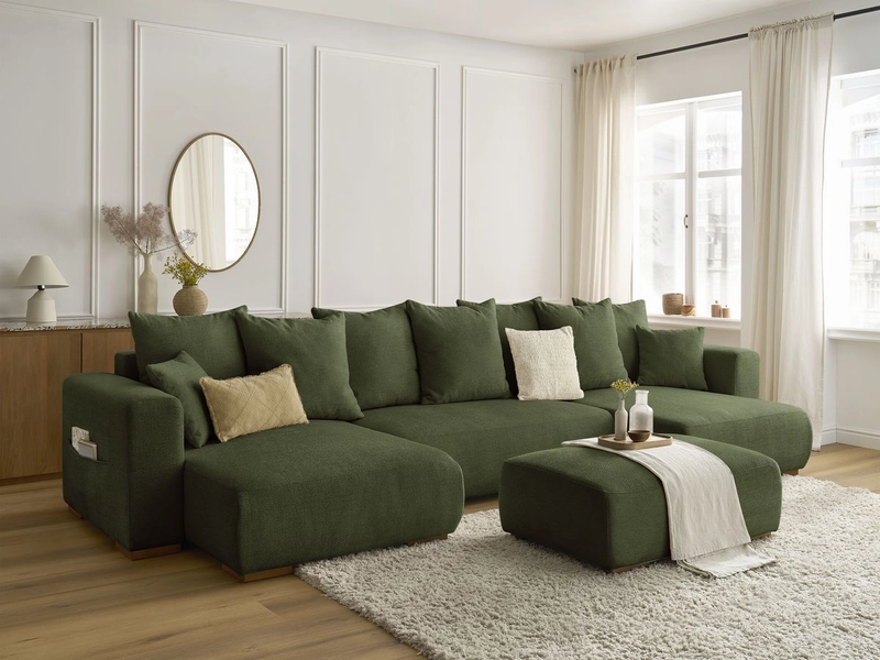 Panorama-Ecksofa mit Hocker BOBOCHIC SIDONIE