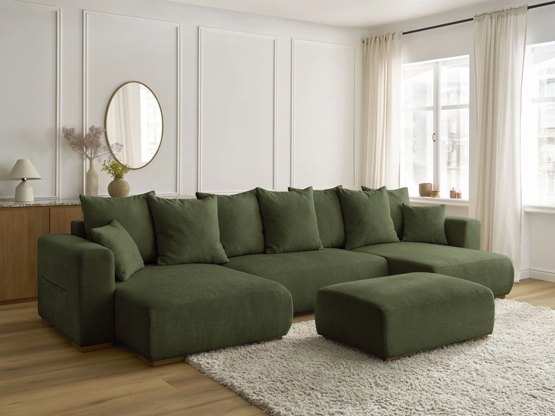 Panorama-Ecksofa mit Hocker BOBOCHIC SIDONIE