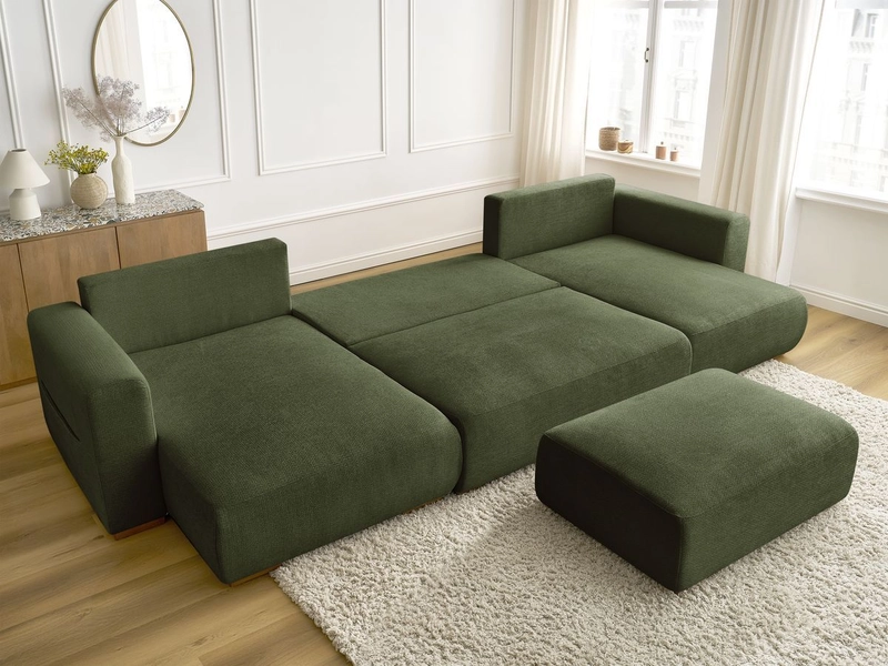 Panorama-Ecksofa mit Hocker BOBOCHIC SIDONIE