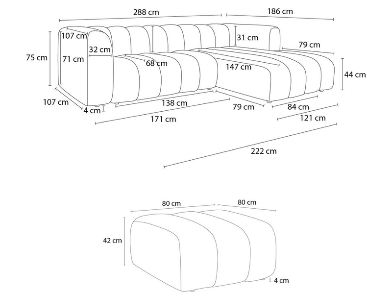 Ecksofa mit Hocker BOBOCHIC TALIA