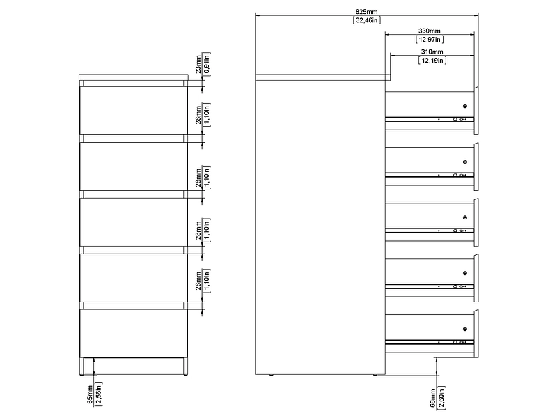 Comò NAIA 5 cassetti