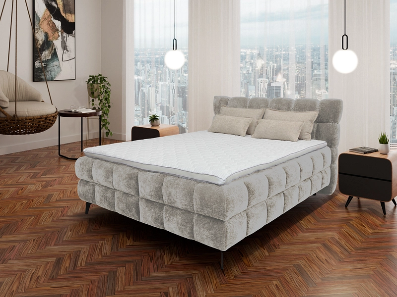 Boxspringbett BUBBLE hellgrau