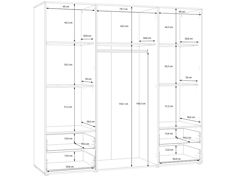 Armoire portes battantes ALABAMA chêne