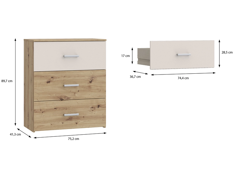 Commode TANAIA 3 tiroirs