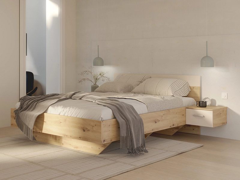 Bett mit 2 Nachttischen TANAIA