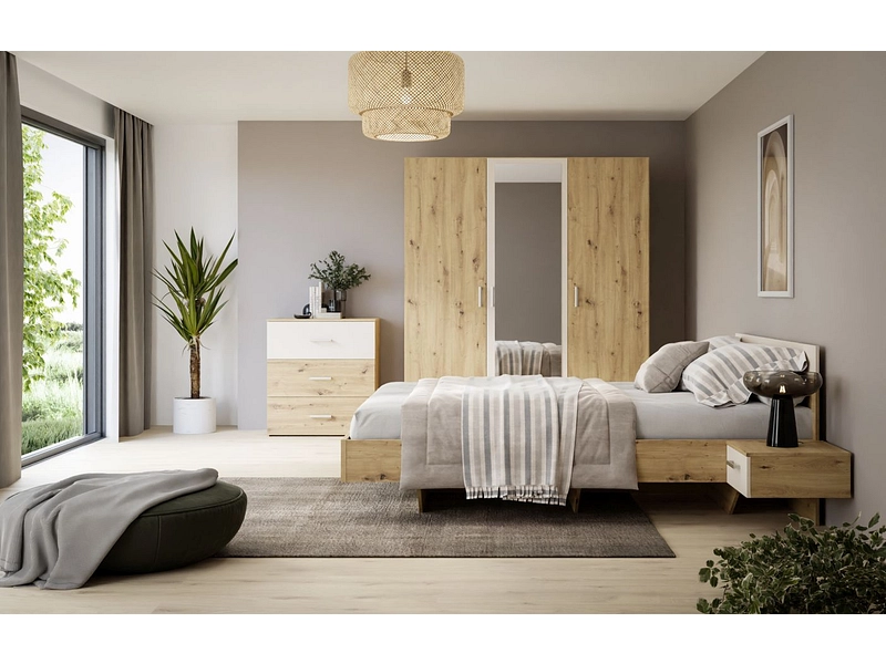 Bett mit 2 Nachttischen TANAIA
