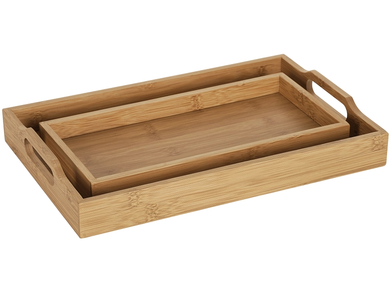 Set de 2 plateaux de service YAN bois naturel