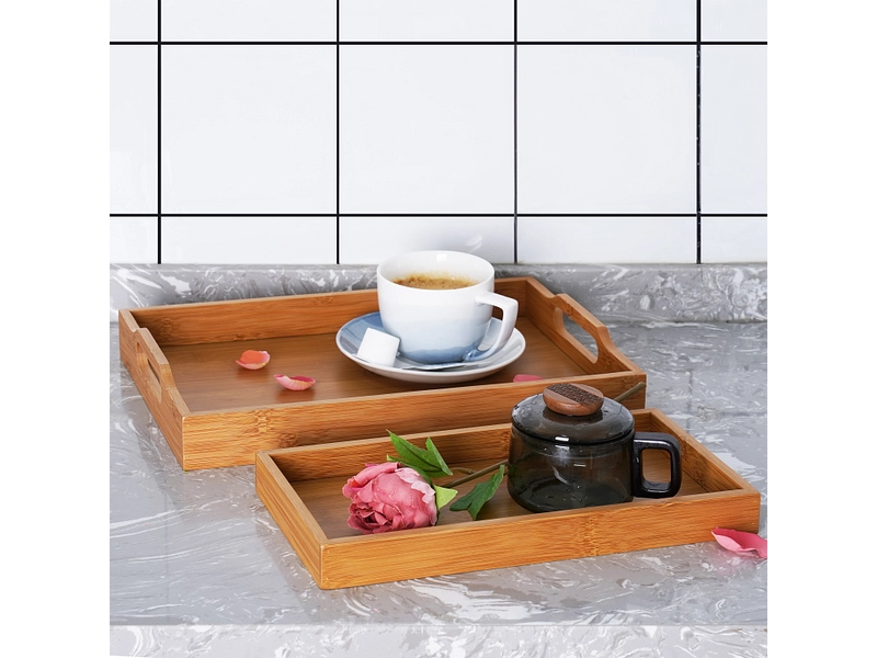 Set de 2 plateaux de service YAN bois naturel