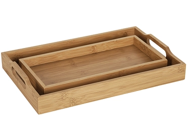 Set aus 2 Serviertabletts YAN natürliches holz