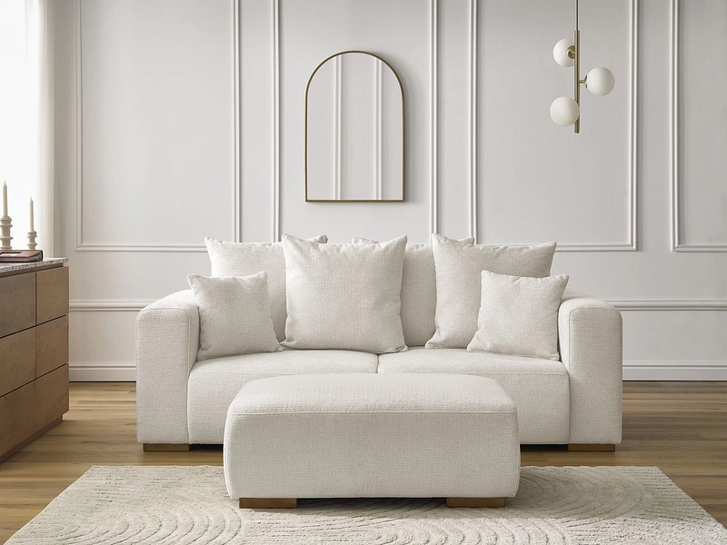 Canapé 2 places avec pouf BOBOCHIC SIDONIE