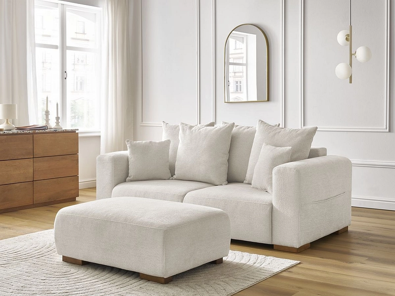 Canapé 2 places avec pouf BOBOCHIC SIDONIE