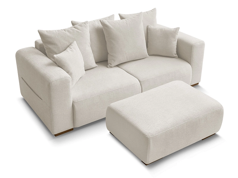 Canapé 2 places avec pouf BOBOCHIC SIDONIE