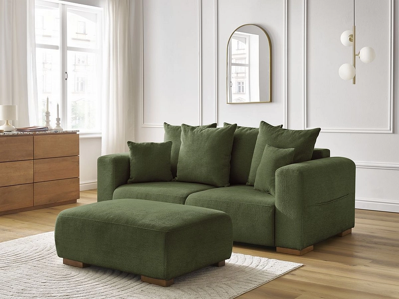 Divano 2 posti con pouf BOBOCHIC SIDONIE