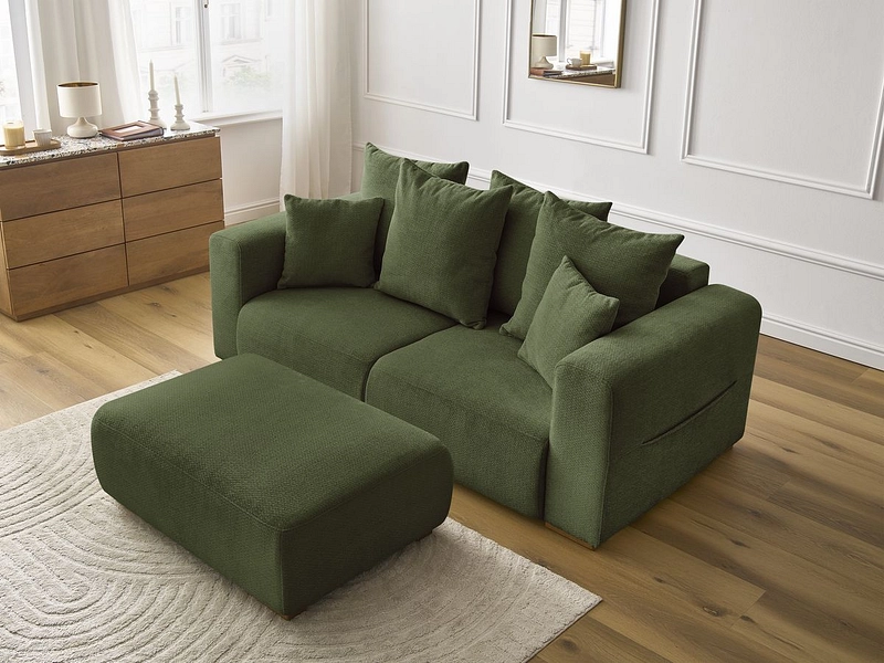 Divano 2 posti con pouf BOBOCHIC SIDONIE