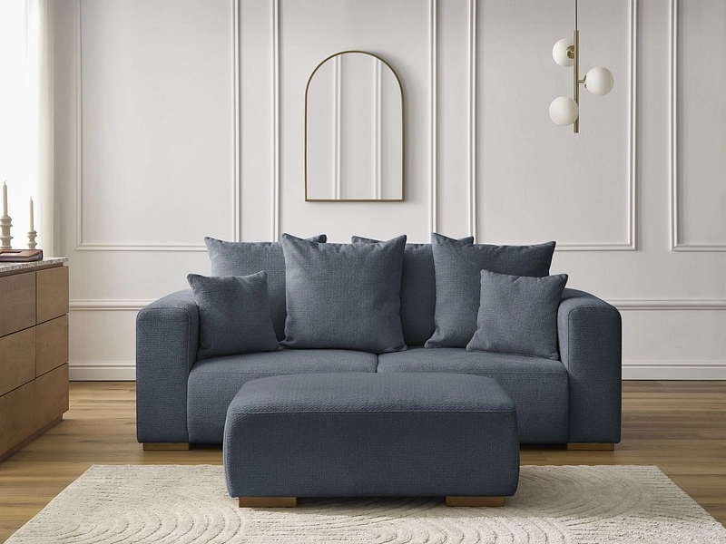 Canapé 2 places avec pouf BOBOCHIC SIDONIE