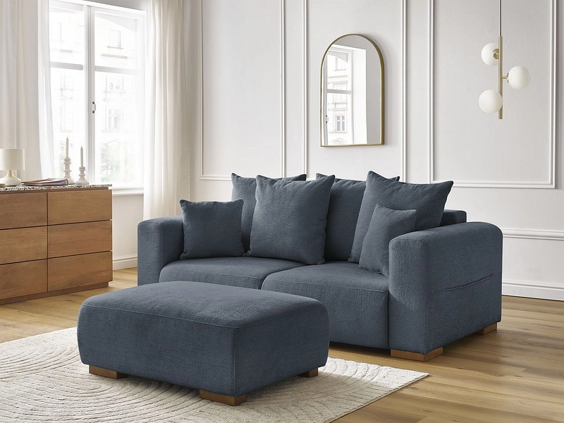 Canapé 2 places avec pouf BOBOCHIC SIDONIE