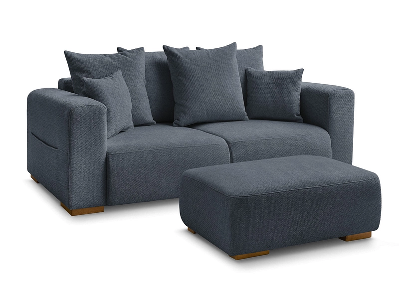 Canapé 2 places avec pouf BOBOCHIC SIDONIE