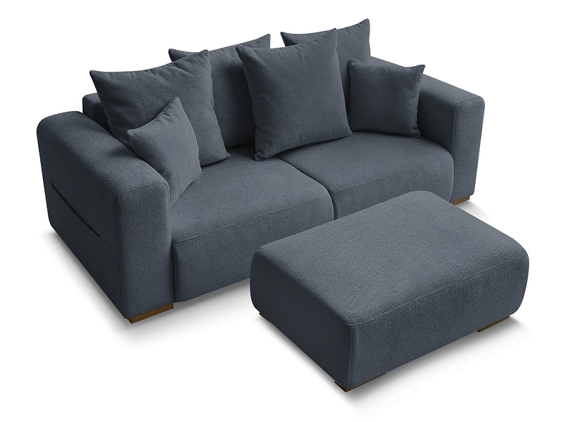 Canapé 2 places avec pouf BOBOCHIC SIDONIE