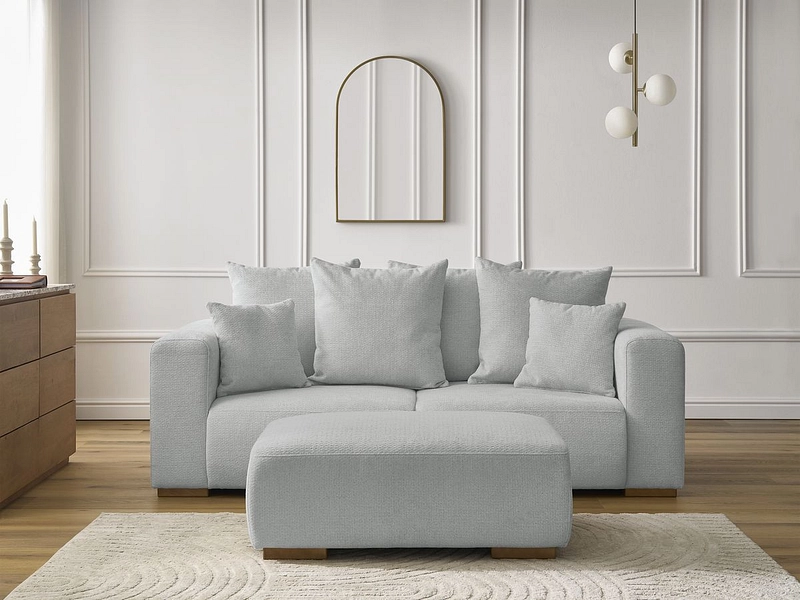 Canapé 2 places avec pouf BOBOCHIC SIDONIE