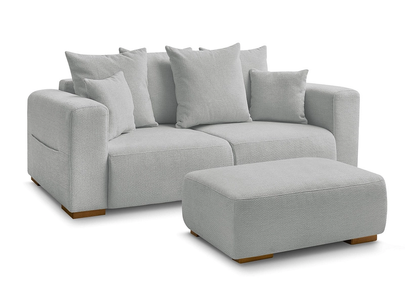 Canapé 2 places avec pouf BOBOCHIC SIDONIE