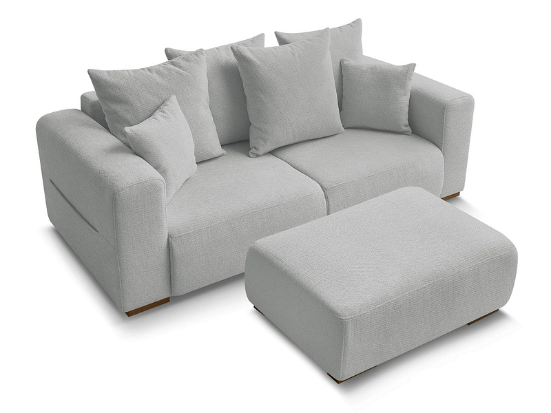 Canapé 2 places avec pouf BOBOCHIC SIDONIE