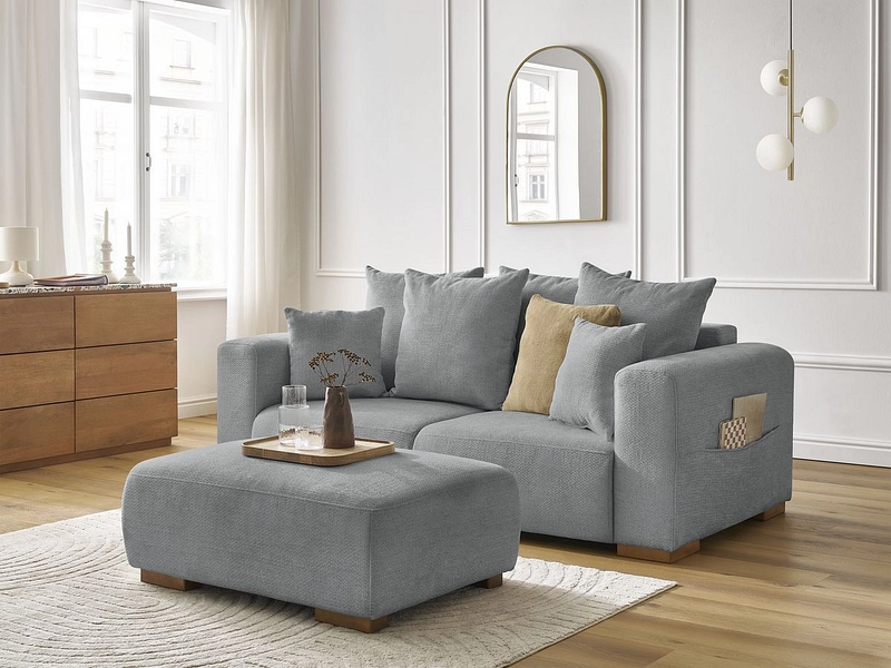 Divano 2 posti con pouf BOBOCHIC SIDONIE